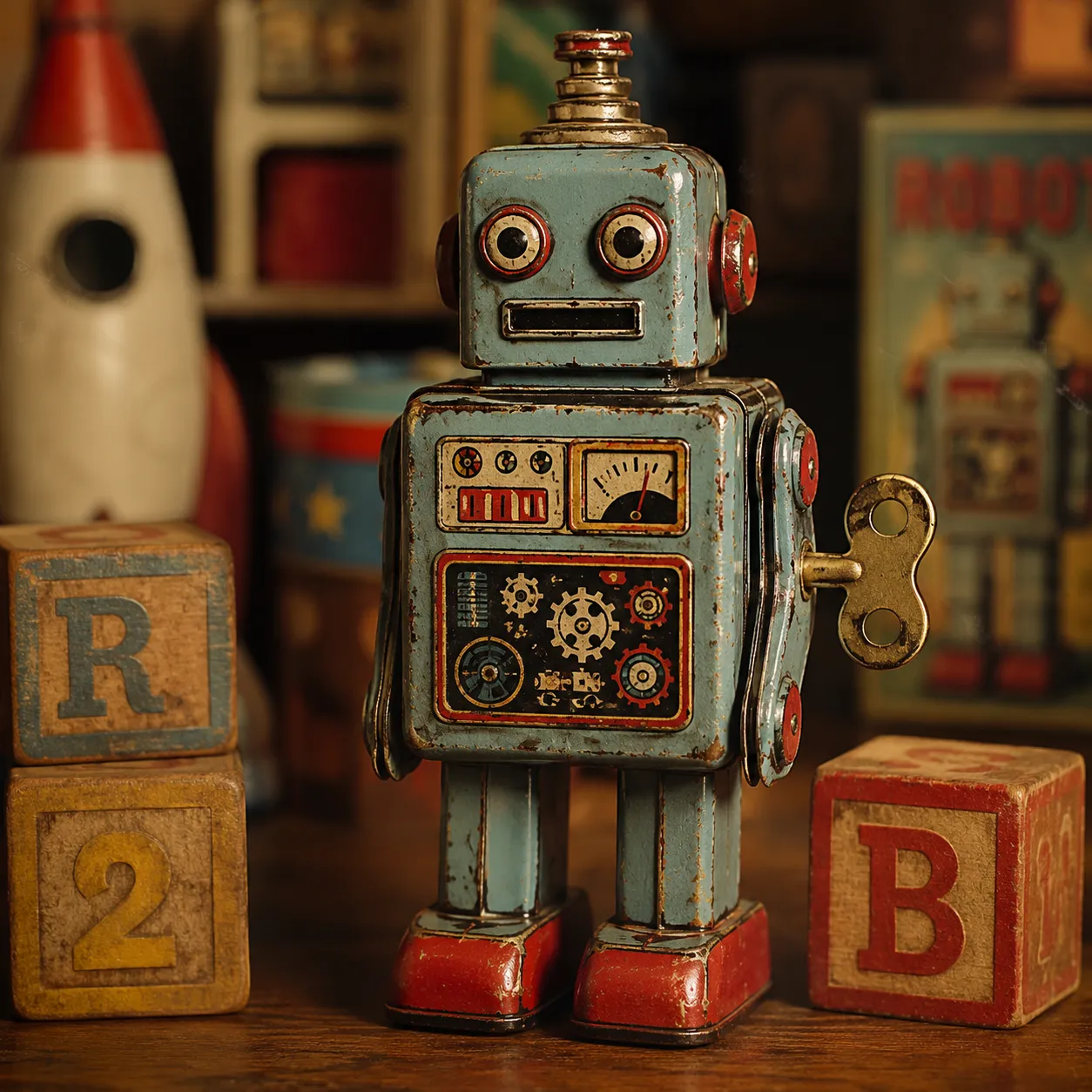 Retro robot z blachy
