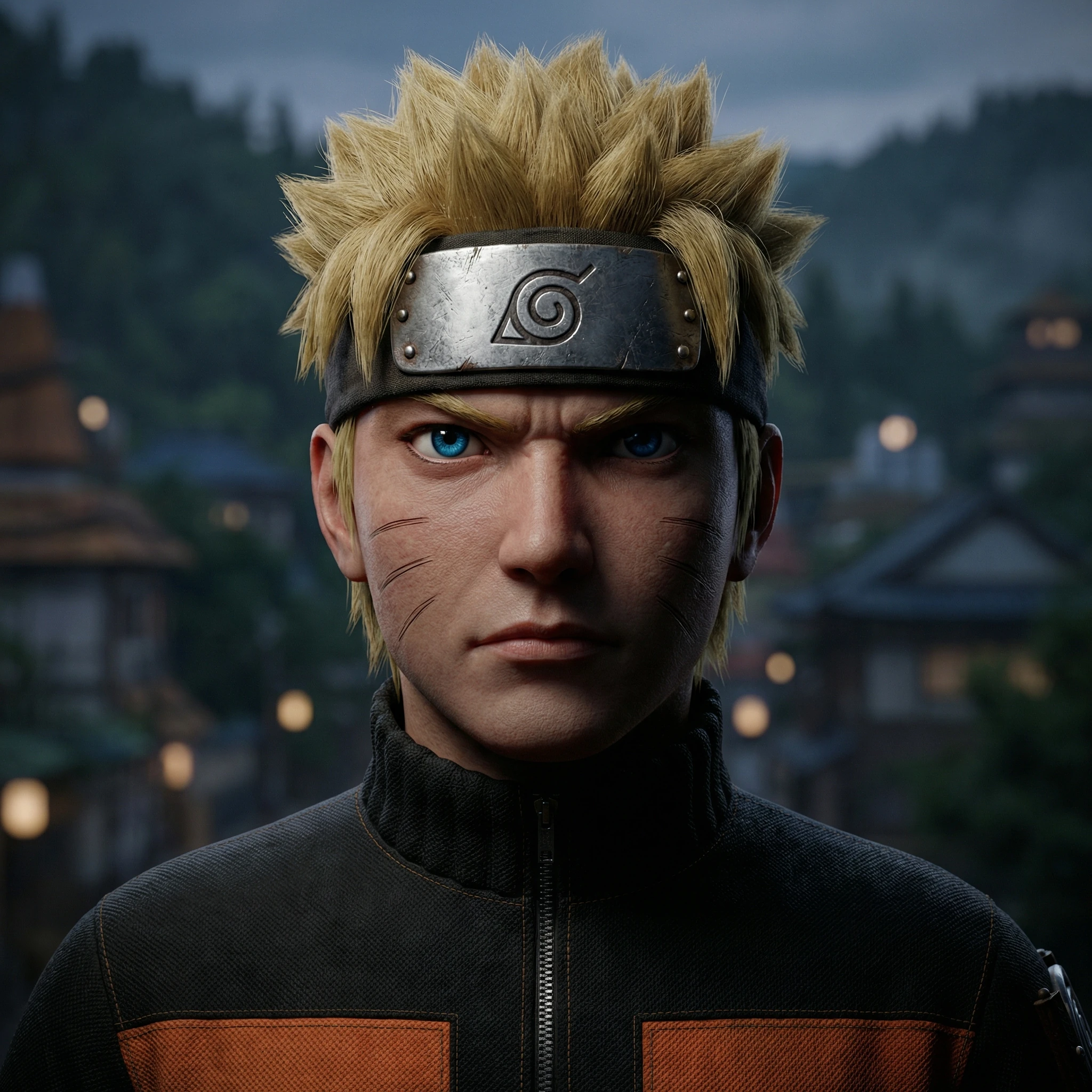 Naruto Uzumaki from the anime series, realistic 3D