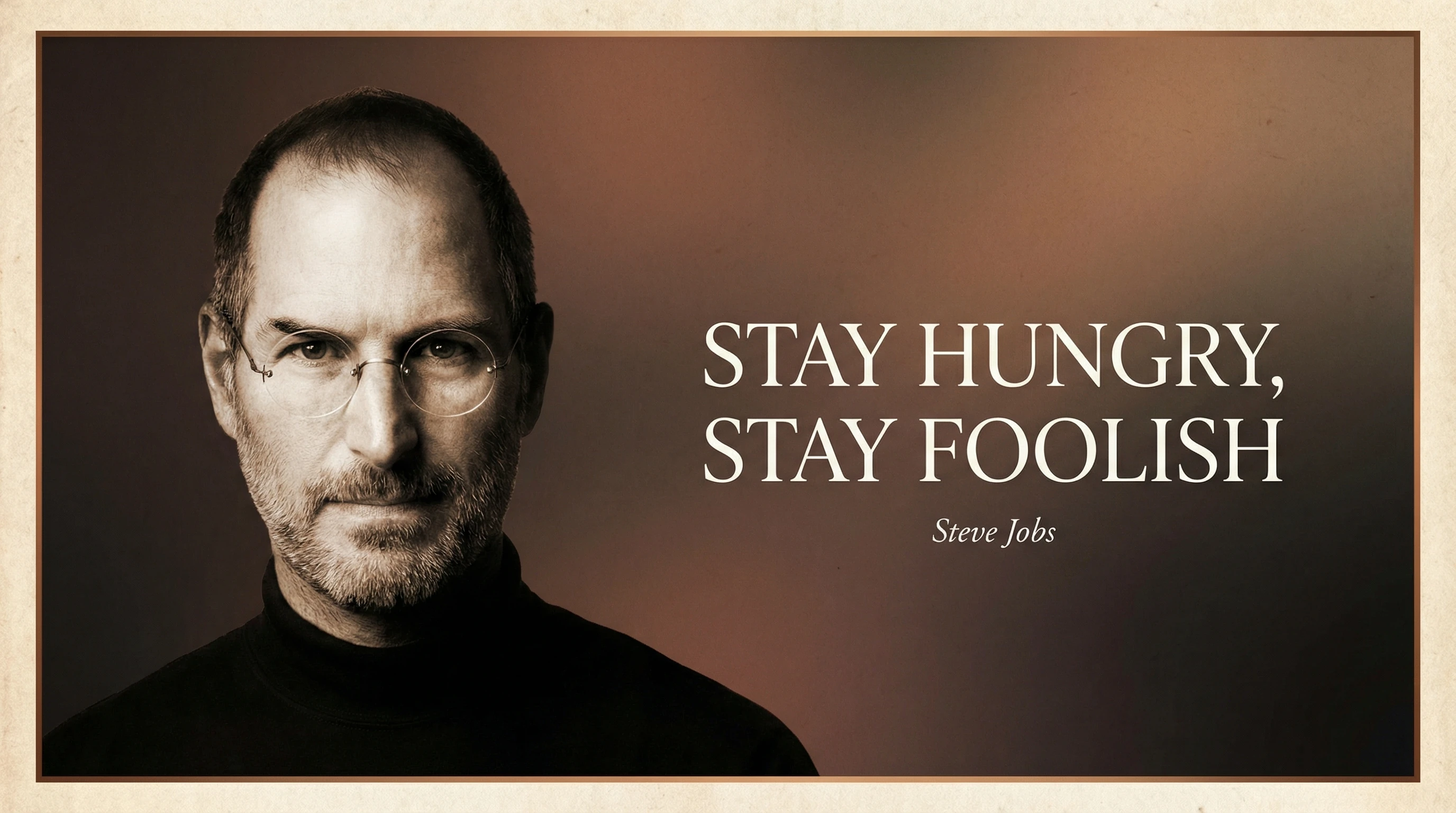 Steve Jobs portrait in a sophisticated brown-toned