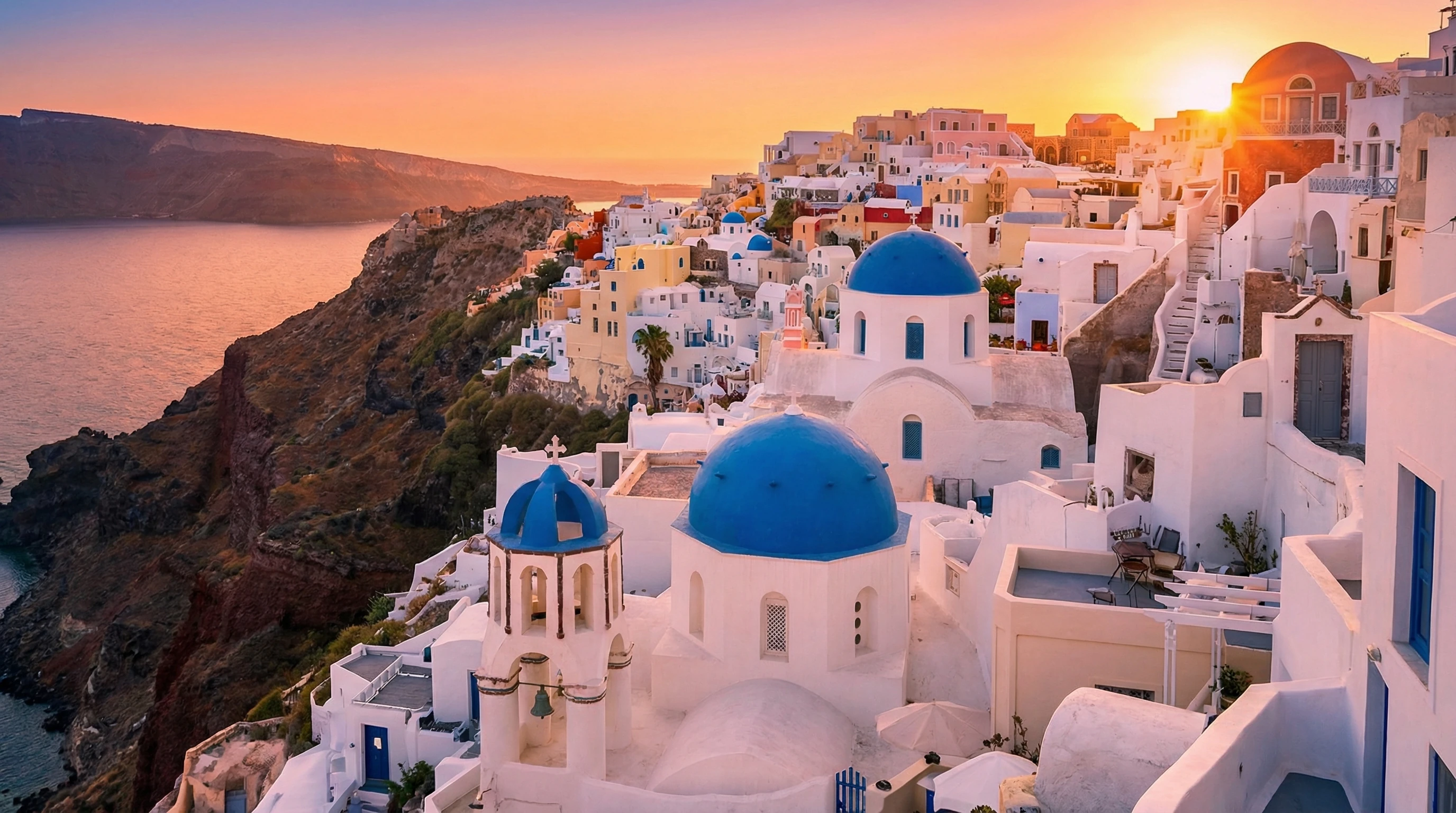 Breathtaking aerial view of Santorini, Greece at g