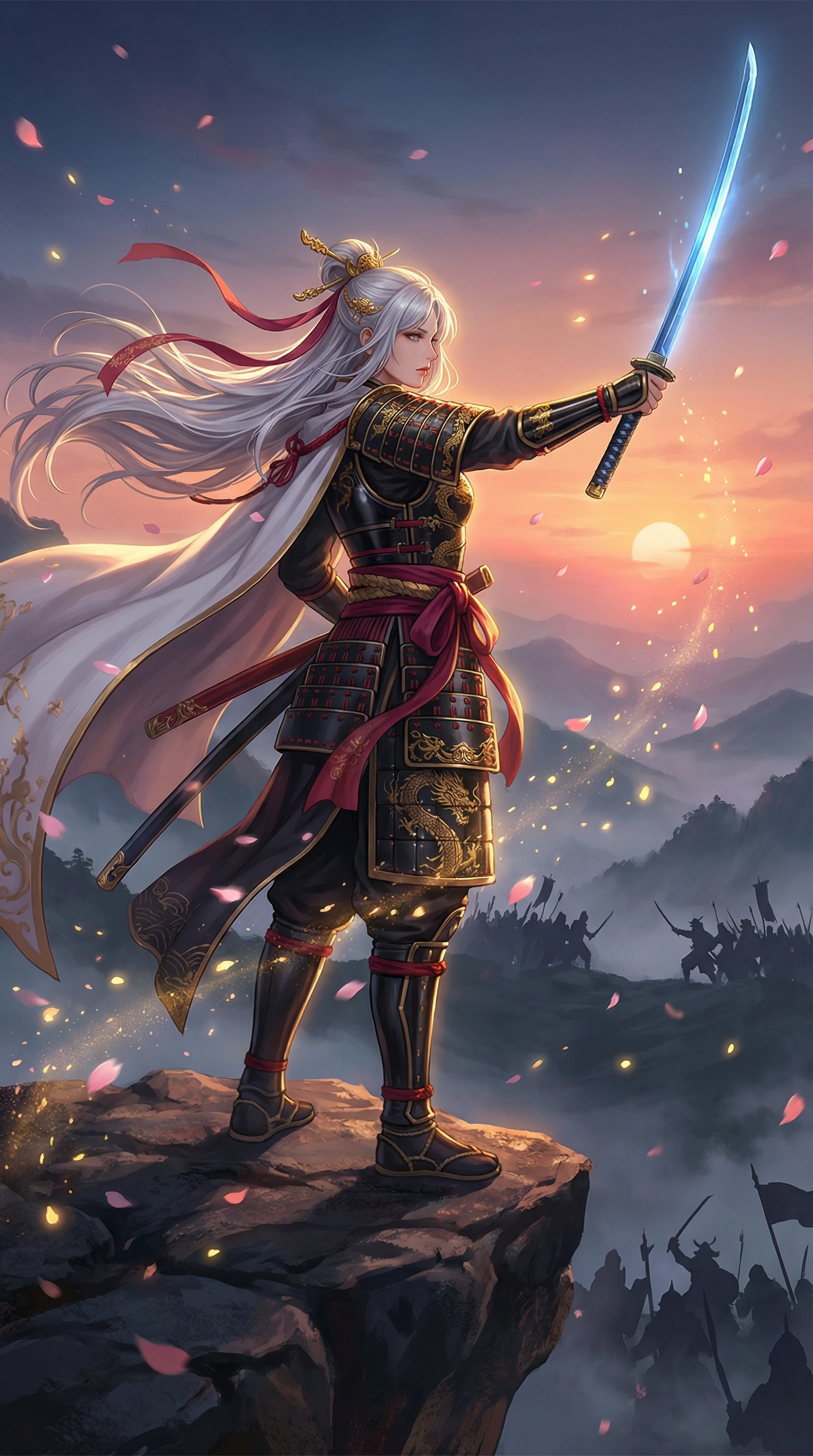 A stunning vertical anime illustration of a legend