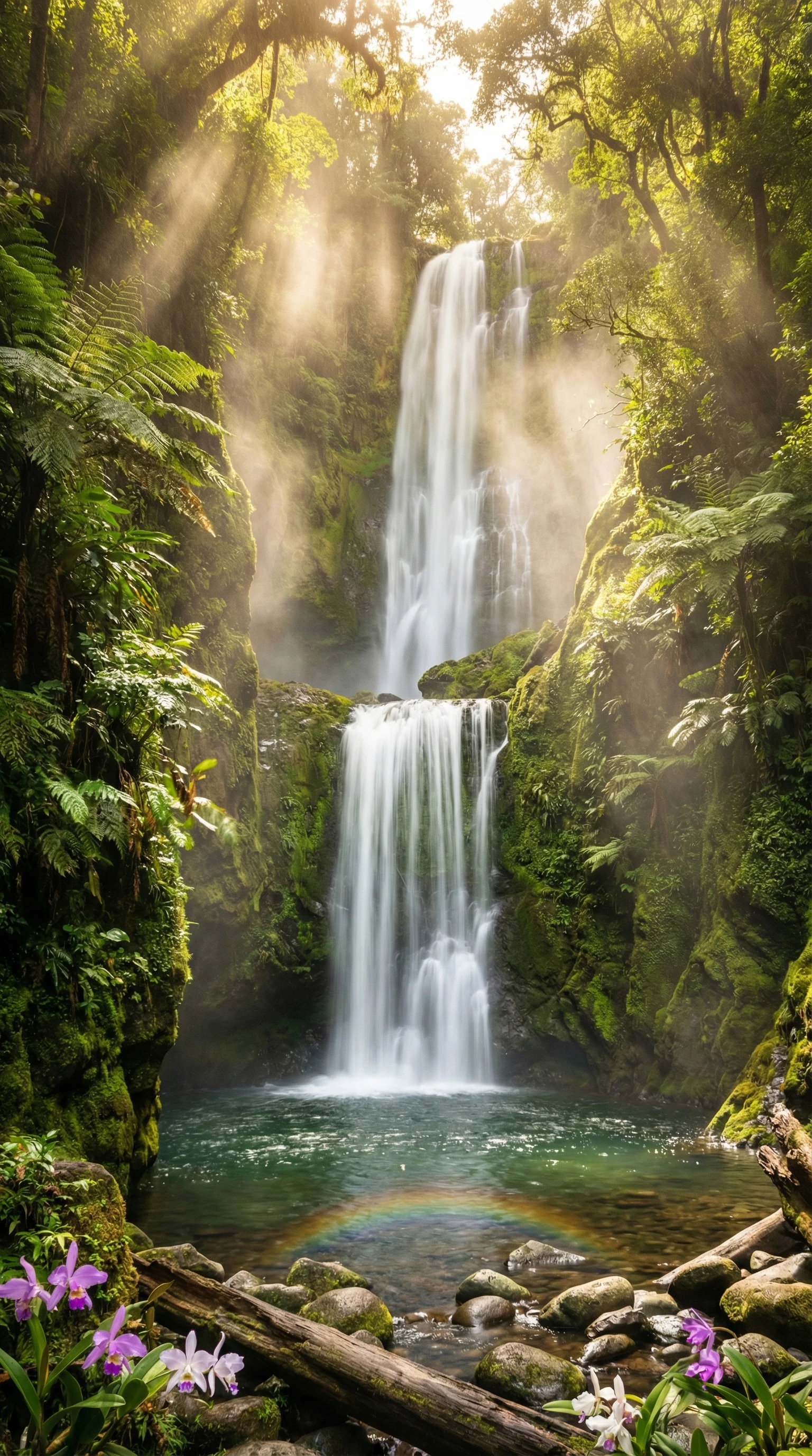 A majestic vertical landscape photograph of a towe