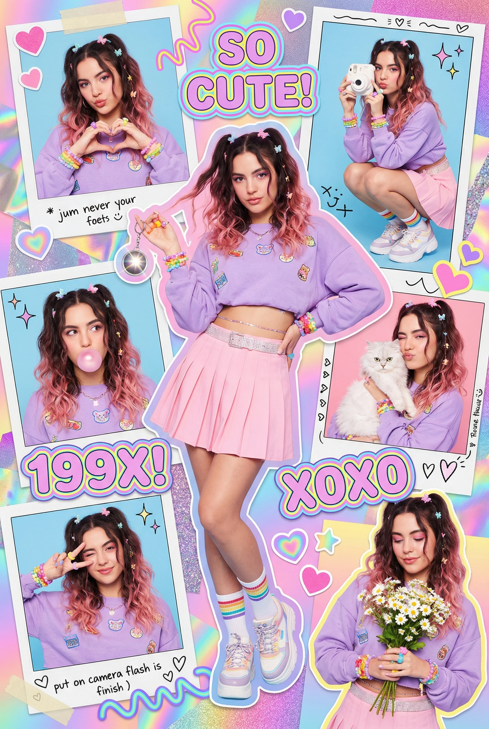 A vibrant Y2K scrapbook-style poster collage with 