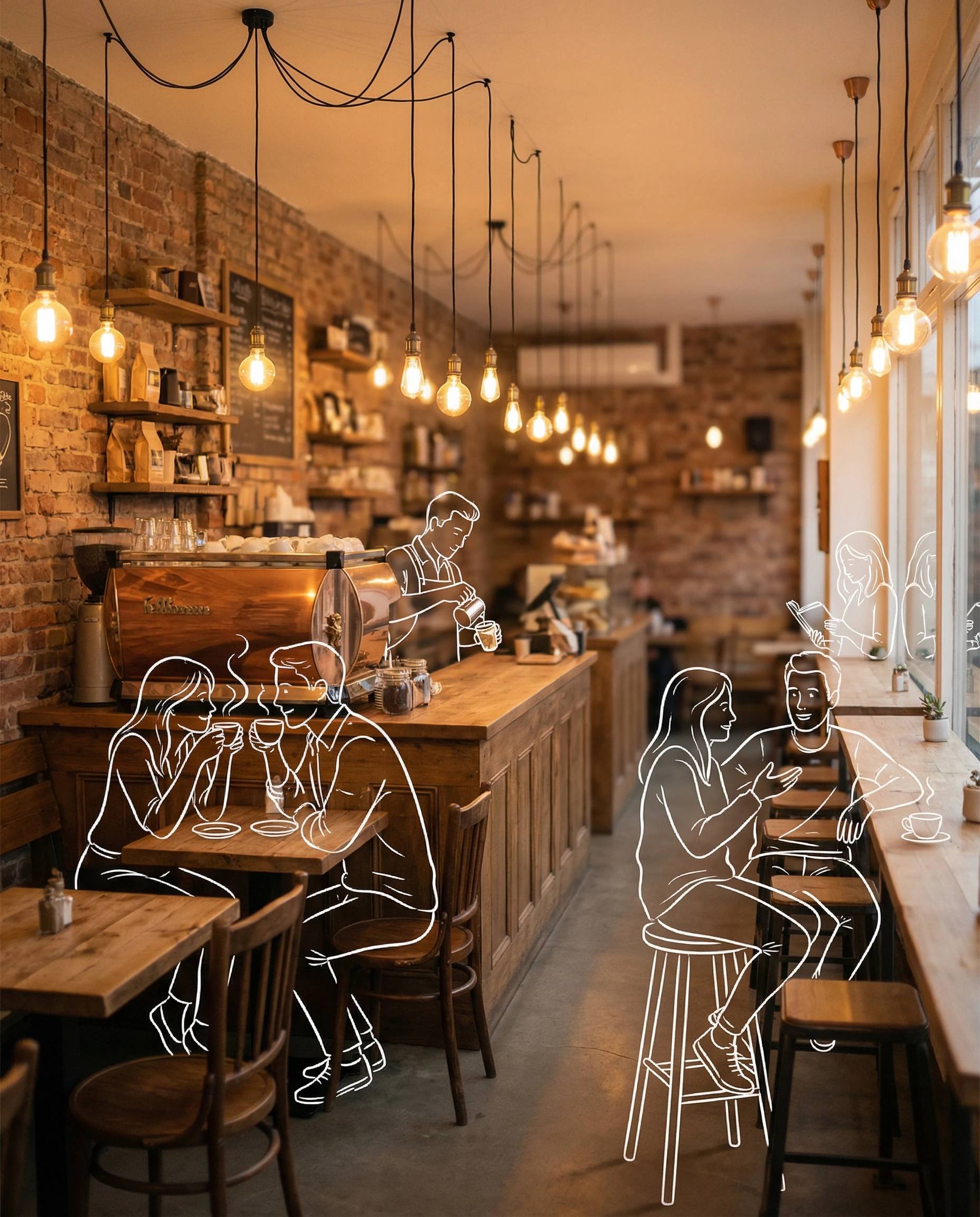 A warm, inviting photograph of a cozy artisan coff