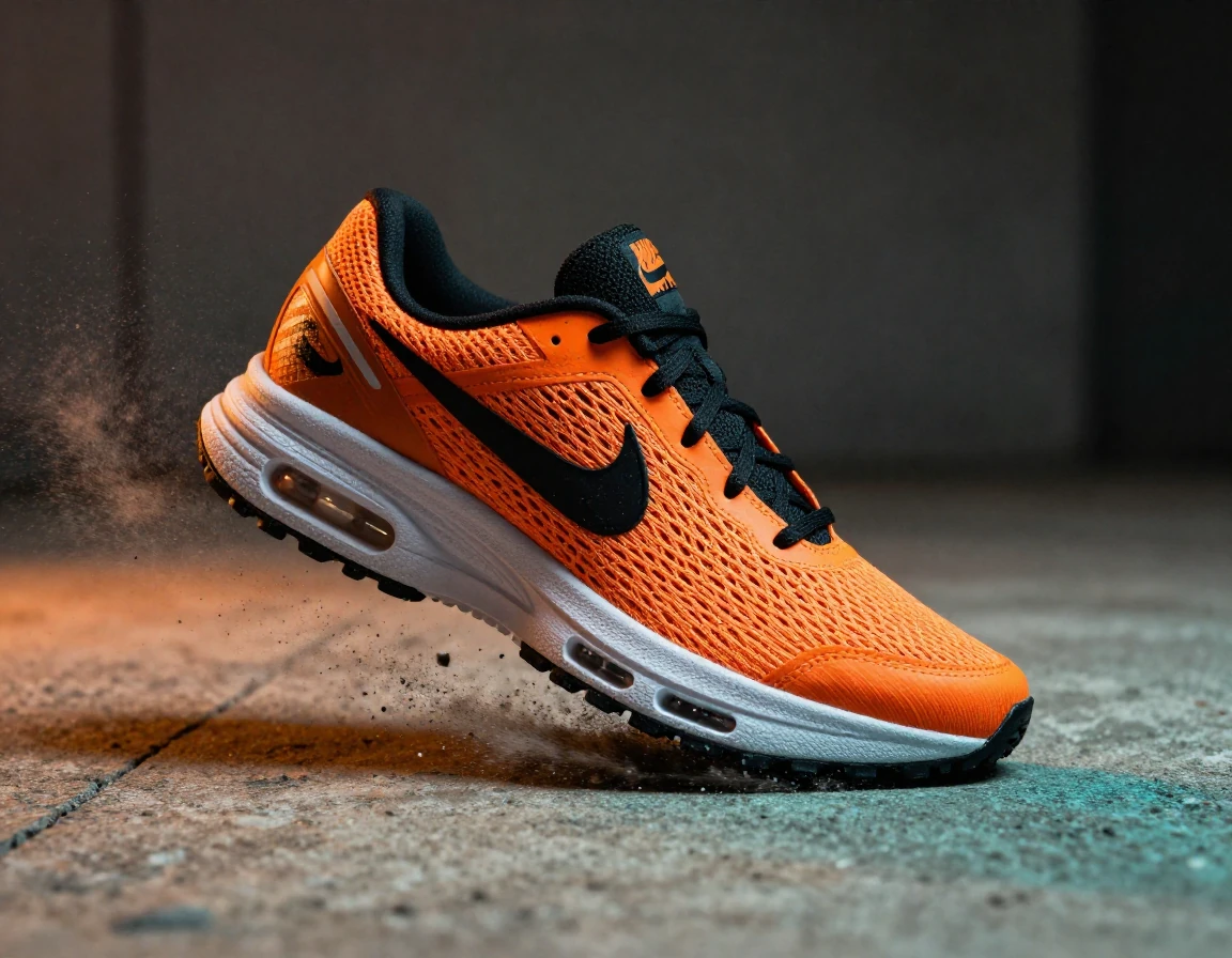 High-speed action shot of an orange and black runn